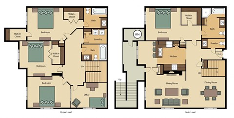 Floor plan for 3 beds, 3.5 baths, 2152 sqft